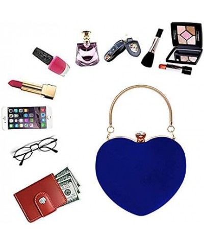 Adela Clutch Purses Heart Shape for Women Evening Bag Chain Crossbody Shoulder Clutch Diamante-blue $11.29 Evening Bags