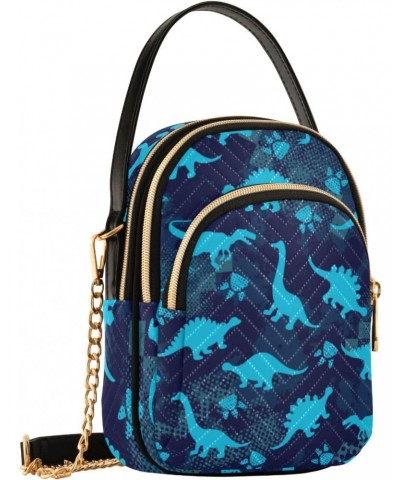 Cell Phone Purse Dino Blue Paw Crossbody Handbag Durable Shoulder Bag Sturdy Travel Pouch Compact Chic Bag for Women Everyday...