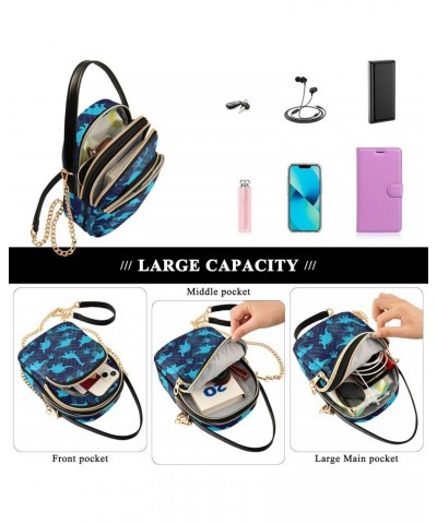 Cell Phone Purse Dino Blue Paw Crossbody Handbag Durable Shoulder Bag Sturdy Travel Pouch Compact Chic Bag for Women Everyday...