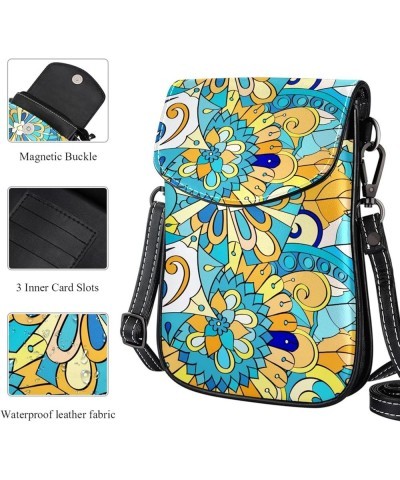 Stylish Leather Phone Bag - Crossbody Purse for Women - Classic & Functional Shoulder Bag Ethnic Colorful Doodle Texture Mult...