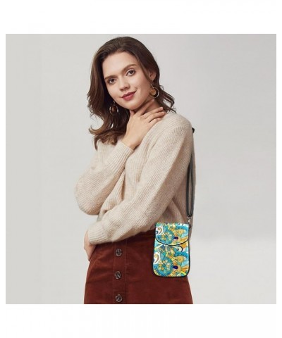 Stylish Leather Phone Bag - Crossbody Purse for Women - Classic & Functional Shoulder Bag Ethnic Colorful Doodle Texture Mult...