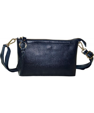 Women's Crossbody Bag Leather Wristlet, Clutch Purse with Tassel, Dark Blue, Large $9.98 Crossbody Bags