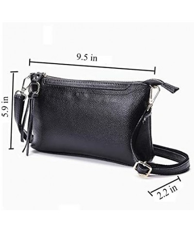 Women's Crossbody Bag Leather Wristlet, Clutch Purse with Tassel, Dark Blue, Large $9.98 Crossbody Bags