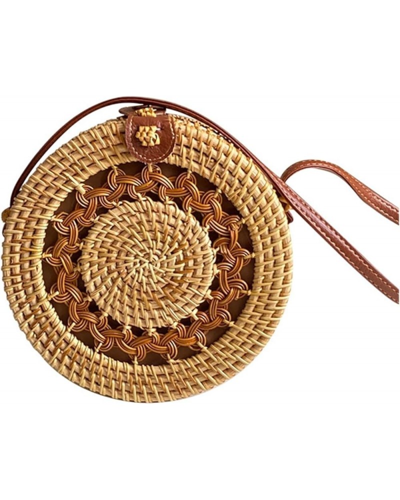 Rattan Bag Handmade Woven Oblique Cross -Mini Bag Retro Literary Handmade Hand -Woven Shoulder Skin Buckle Bag (Color : 14, S...