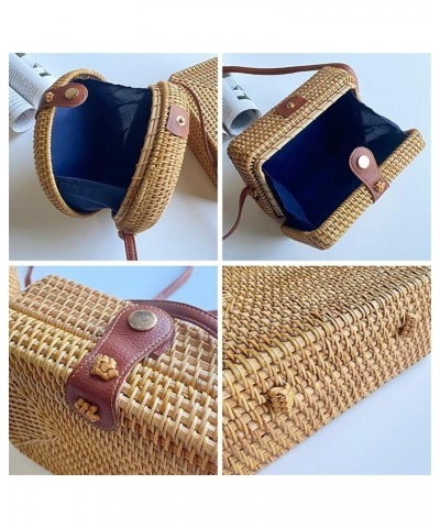 Rattan Bag Handmade Woven Oblique Cross -Mini Bag Retro Literary Handmade Hand -Woven Shoulder Skin Buckle Bag (Color : 14, S...