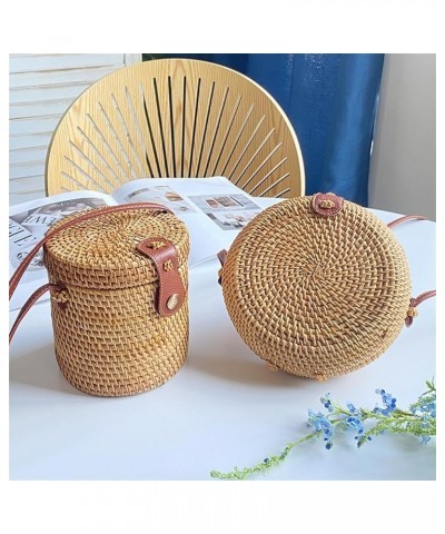 Rattan Bag Handmade Woven Oblique Cross -Mini Bag Retro Literary Handmade Hand -Woven Shoulder Skin Buckle Bag (Color : 14, S...