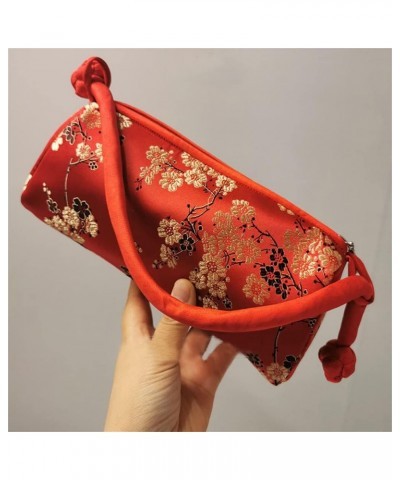 Silk Bag Women Handbag Japanese Hand Embroidery Totes Cheongsam Female Cosplay Bags Clutch Boho Purses for Women Red Flower 1...