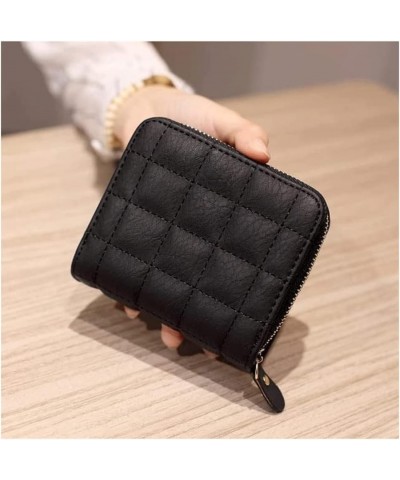 Wallet Classic Women's Leather Wallet Short Style Plaid Matte Card Holder Simple Coin Purses Portable Coins Pocket Tear-Resis...