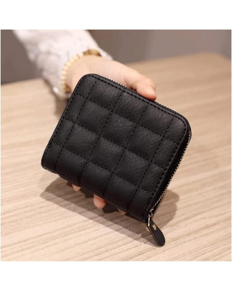 Wallet Classic Women's Leather Wallet Short Style Plaid Matte Card Holder Simple Coin Purses Portable Coins Pocket Tear-Resis...