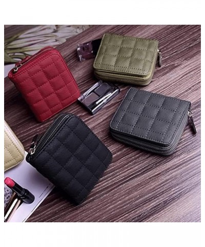 Wallet Classic Women's Leather Wallet Short Style Plaid Matte Card Holder Simple Coin Purses Portable Coins Pocket Tear-Resis...