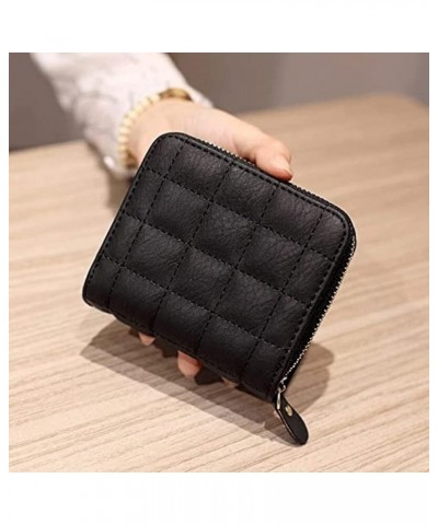 Wallet Classic Women's Leather Wallet Short Style Plaid Matte Card Holder Simple Coin Purses Portable Coins Pocket Tear-Resis...