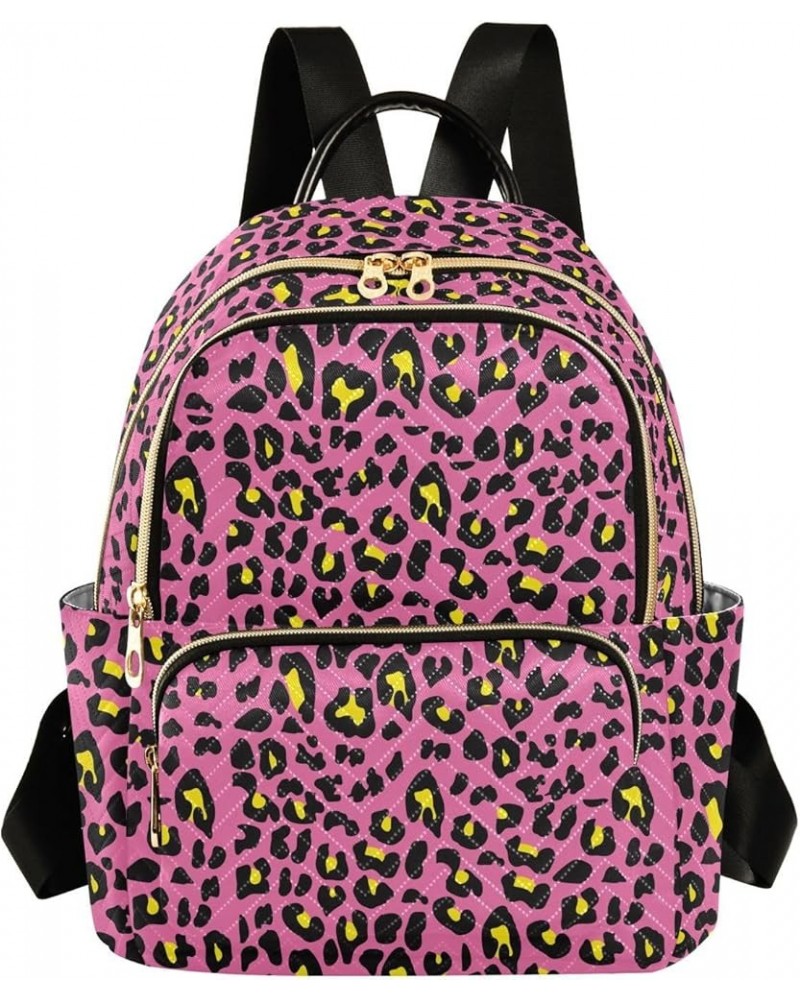 Yellow Leopard Women Backpack Purse Shoulder Bag Color Medium $19.46 Backpacks