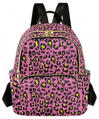 Yellow Leopard Women Backpack Purse Shoulder Bag Color Medium $19.46 Backpacks