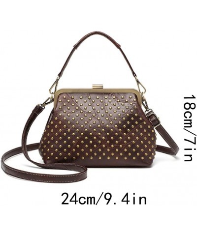 Women's Studded Clip-on Handbag Soft Leather Shoulder Bag Party Purse Orange $19.71 Shoulder Bags