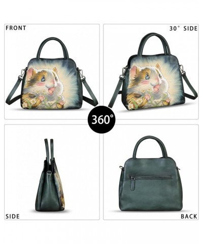 Genuine Leather Handbag for Women Hand Painted Leather Top Handle Satchel Handmade Crossbody Purse Pattern6 $52.08 Satchels