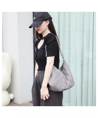 Women Large Puffy Tote Bag Quilted Down Cotton Padding Shoulder Bag Winter Warm Lightweight Handbag with Zip Style 5-grey $31...