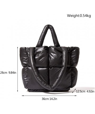 Large Puffer Shoulder Bag, Trendy Quilted Padded Tote Bag for Women, Winter Puffer Tote Bag Nylon Down Pillow Bag Handbags Wh...