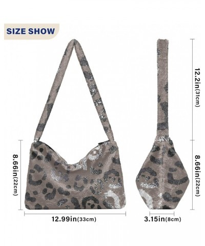 Women Boho Handbag Leopard Animal Print Elegant Foil Underarm Bag Tote Bag Shoulder Bag Crossbody Bag Fluffy Cell Phone Purse...