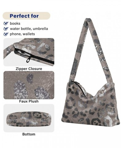 Women Boho Handbag Leopard Animal Print Elegant Foil Underarm Bag Tote Bag Shoulder Bag Crossbody Bag Fluffy Cell Phone Purse...