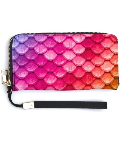 Beatiful Mermaid Fish Scale Print RFID Blocking Wallet Slim Clutch Wristlet Travel Long Purse for Women Men $24.59 Wristlets