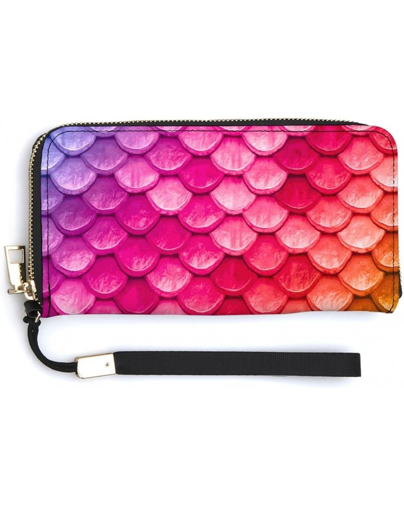 Beatiful Mermaid Fish Scale Print RFID Blocking Wallet Slim Clutch Wristlet Travel Long Purse for Women Men $24.59 Wristlets