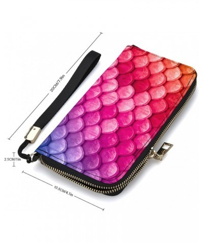 Beatiful Mermaid Fish Scale Print RFID Blocking Wallet Slim Clutch Wristlet Travel Long Purse for Women Men $24.59 Wristlets