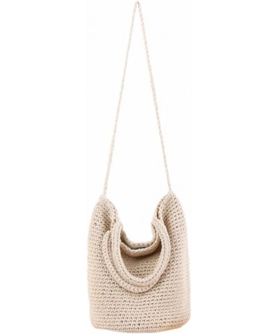 Lovely Bag Summer Straw Wallet Half Round Messenger Bag Small Mobile Phone Bag Purse Beige White $27.48 Totes