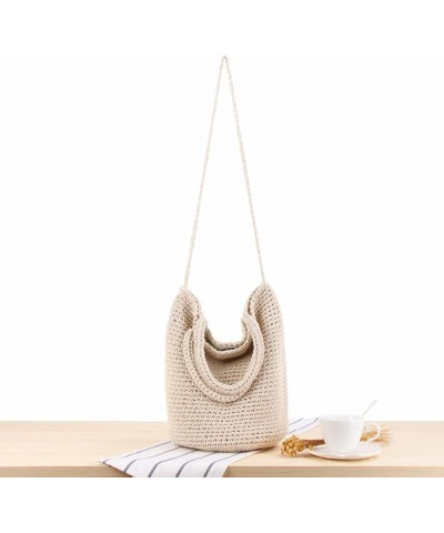 Lovely Bag Summer Straw Wallet Half Round Messenger Bag Small Mobile Phone Bag Purse Beige White $27.48 Totes