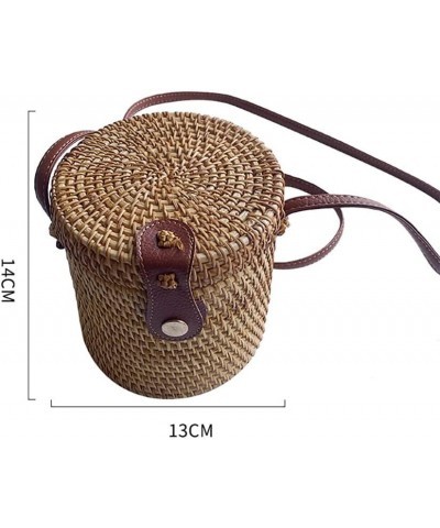 Handwoven Round Rattan Bag Shoulder Leather Straps Braided Bags Wicker Weaving Casual Tote Bohemian Bag Diagonal Bag Type 3 $...