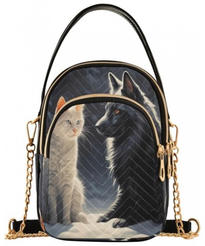 Quilted Crossbody Bags for Women,Cat and Dog Women's Crossbody Handbags Small Travel Purses Phone Bag $8.80 Crossbody Bags