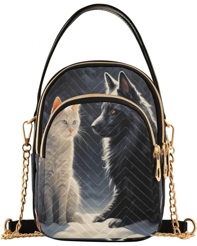 Quilted Crossbody Bags for Women,Cat and Dog Women's Crossbody Handbags Small Travel Purses Phone Bag $8.80 Crossbody Bags