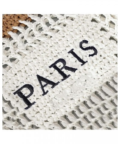 Summer Beach Bags Women Straw PARIS Letter Woven Shoulder Handbag Hobo Crochet Beach Purse Handbag Vacation White $16.45 Hobo...