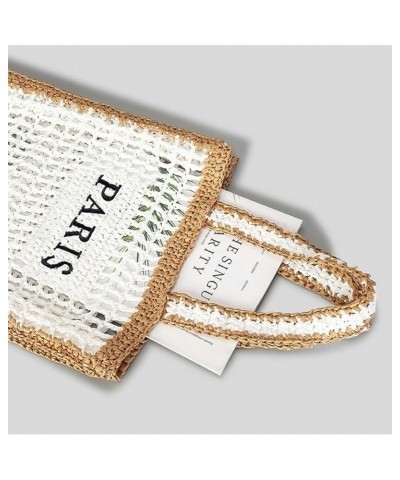 Summer Beach Bags Women Straw PARIS Letter Woven Shoulder Handbag Hobo Crochet Beach Purse Handbag Vacation White $16.45 Hobo...