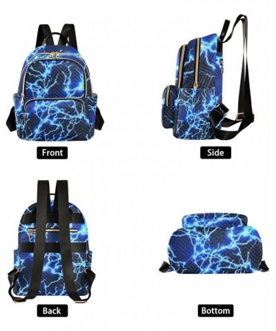 Blue Lightning Black Print Backpack for Women Shoulder Bag Lightweight Mini Backpack Casual Daypack for Travel Small(11.41'' ...