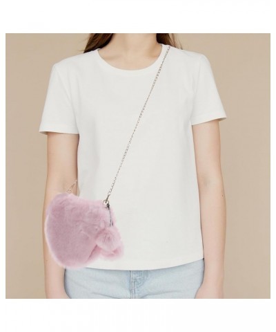 Heart Bag Fluffy Fur Handbag Heart-Shaped Purse Furry Love Clutch Shoulder Bag with Pendant for Women Girls Pink $8.87 Should...