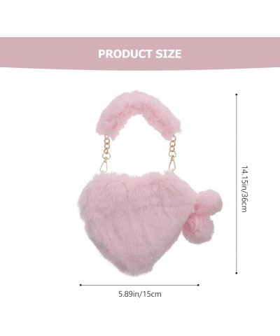 Heart Bag Fluffy Fur Handbag Heart-Shaped Purse Furry Love Clutch Shoulder Bag with Pendant for Women Girls Pink $8.87 Should...