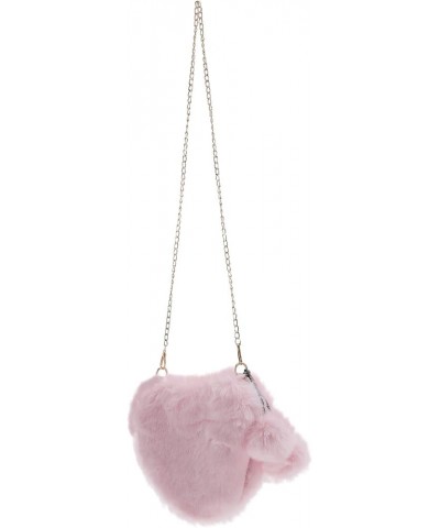 Heart Bag Fluffy Fur Handbag Heart-Shaped Purse Furry Love Clutch Shoulder Bag with Pendant for Women Girls Pink $8.87 Should...