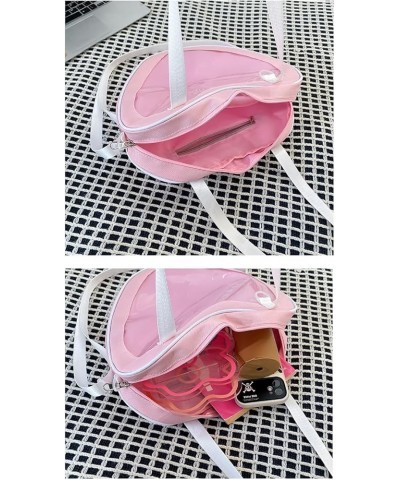 Simple heart-shaped transparent pain bag messenger bag shoulder bag crossbody bag for men and women Pink $12.87 Crossbody Bags