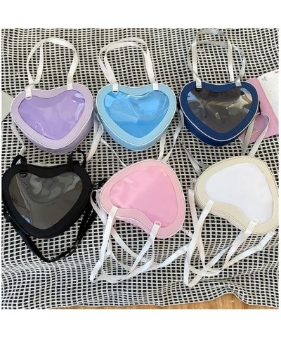 Simple heart-shaped transparent pain bag messenger bag shoulder bag crossbody bag for men and women Pink $12.87 Crossbody Bags