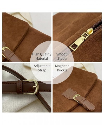 Crossbody Bags for Women Suede Vintage Messenger Bag Satchel Shoulder Bags Ladies Crossbody Handbag Brown $17.76 Crossbody Bags