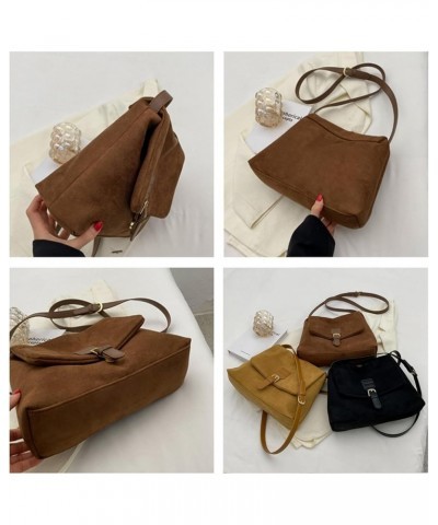 Crossbody Bags for Women Suede Vintage Messenger Bag Satchel Shoulder Bags Ladies Crossbody Handbag Brown $17.76 Crossbody Bags