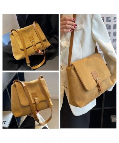 Crossbody Bags for Women Suede Vintage Messenger Bag Satchel Shoulder Bags Ladies Crossbody Handbag Brown $17.76 Crossbody Bags