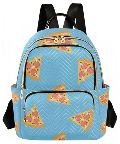 Pizza Blue Cute Backpack for Women Shoulder Bag Lightweight Mini Backpack Casual Daypack for Travel Mini(10.23'' x 5.11'' x 1...