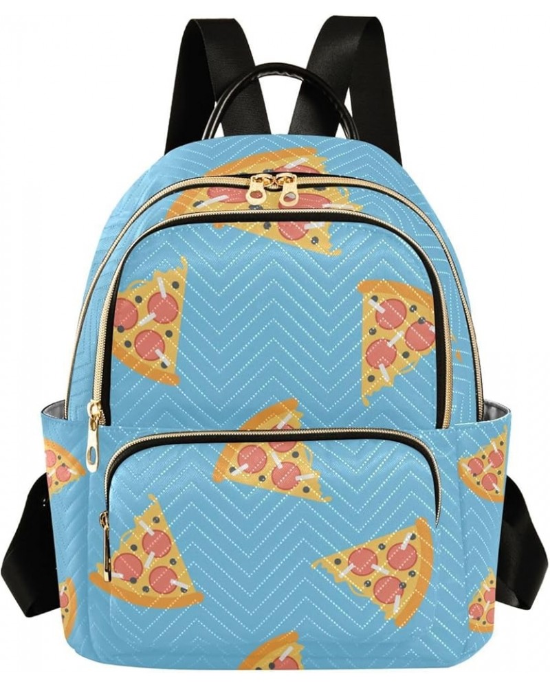 Pizza Blue Cute Backpack for Women Shoulder Bag Lightweight Mini Backpack Casual Daypack for Travel Mini(10.23'' x 5.11'' x 1...