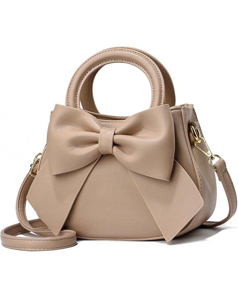 Designer Small Handbags for Women with Top Carry Handle and Cute Bow Knot,Leather Purses and Over-Shoulder Strap Khaki 1 $37....