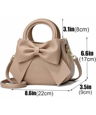 Designer Small Handbags for Women with Top Carry Handle and Cute Bow Knot,Leather Purses and Over-Shoulder Strap Khaki 1 $37....