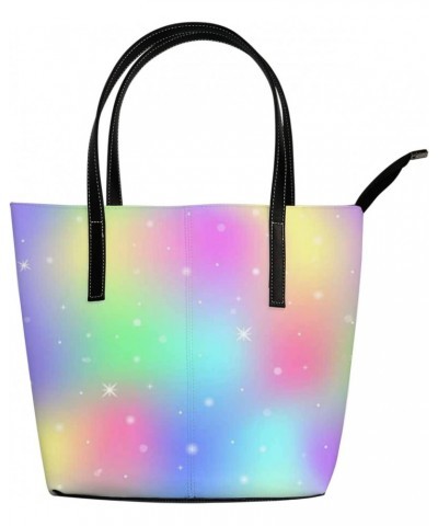 Vintage Abstract Colourful Rainbow Galaxy Tote Bag for Women Leather Handbags Women's Crossbody Handbags Work Tote Bags for W...