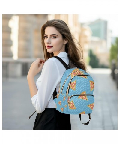 Pizza Blue Cute Backpack for Women Shoulder Bag Lightweight Mini Backpack Casual Daypack for Travel Mini(10.23'' x 5.11'' x 1...