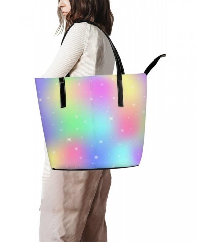 Vintage Abstract Colourful Rainbow Galaxy Tote Bag for Women Leather Handbags Women's Crossbody Handbags Work Tote Bags for W...