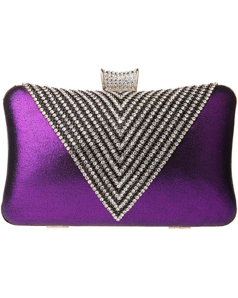 Fashion Clutch Bag Wedding Clutches Crystal Elegant Clutch Evening Party Bags Sparkling Purse Purple $18.19 Evening Bags